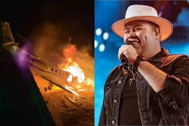 Jato com cantor Rey Vaqueiro sai da pista, cai em ribanceira e pega fogo