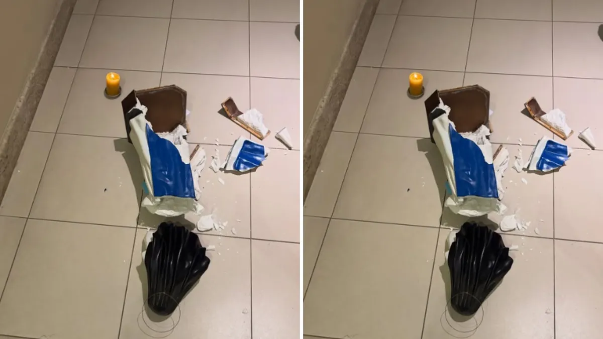 Imagem de Santa Dulce dos Pobres é destruída dentro de igreja